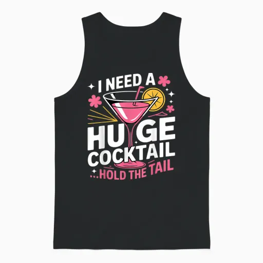 I Need a Huge Cocktail Funny Adult Humor Party Cocktail Unisex Tank Top in Black