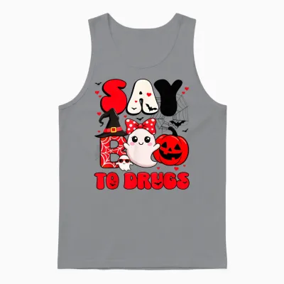 Say Boo to Drugs Cute Boo Red Ribbon Week Awareness Women Unisex Tank Top - Sport Grey