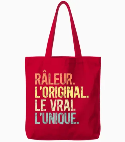Humor Râleur the Original the True the Unique Man Vintage T-Shirt, Black, S Tote Bags - Red