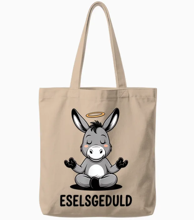 Eselsgeduld Lustiger Meditierender Esel Yoga Tote Bags in Natural
