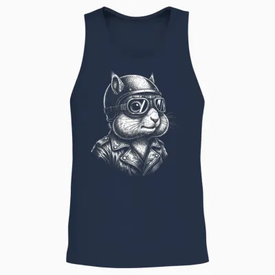 Animal Retro Biker écureuil Moto Rider Unisex Tank Top - Navy