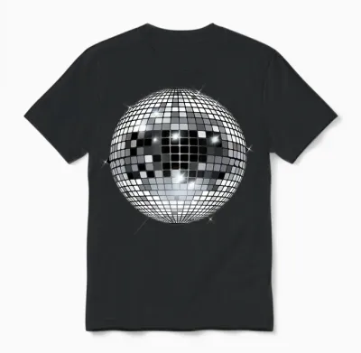 Discoball Vintage Retro House Disco Ball Cool Party T-Shirt, White Unisex T-Shirt - Black