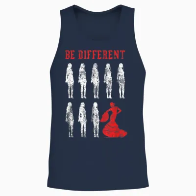 Be Different Flamenco Dancer | Spanish Dance | Flamenco T-Shirt, Black Unisex Tank Top - Navy