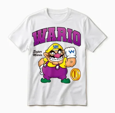 Super Mario Bros Wario Big Character Portrait Unisex T-Shirt - White