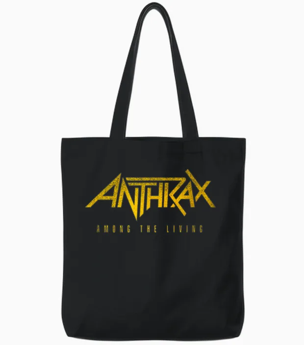 Anthrax Among the Living 35th Front Back Print Tote Bags in Black