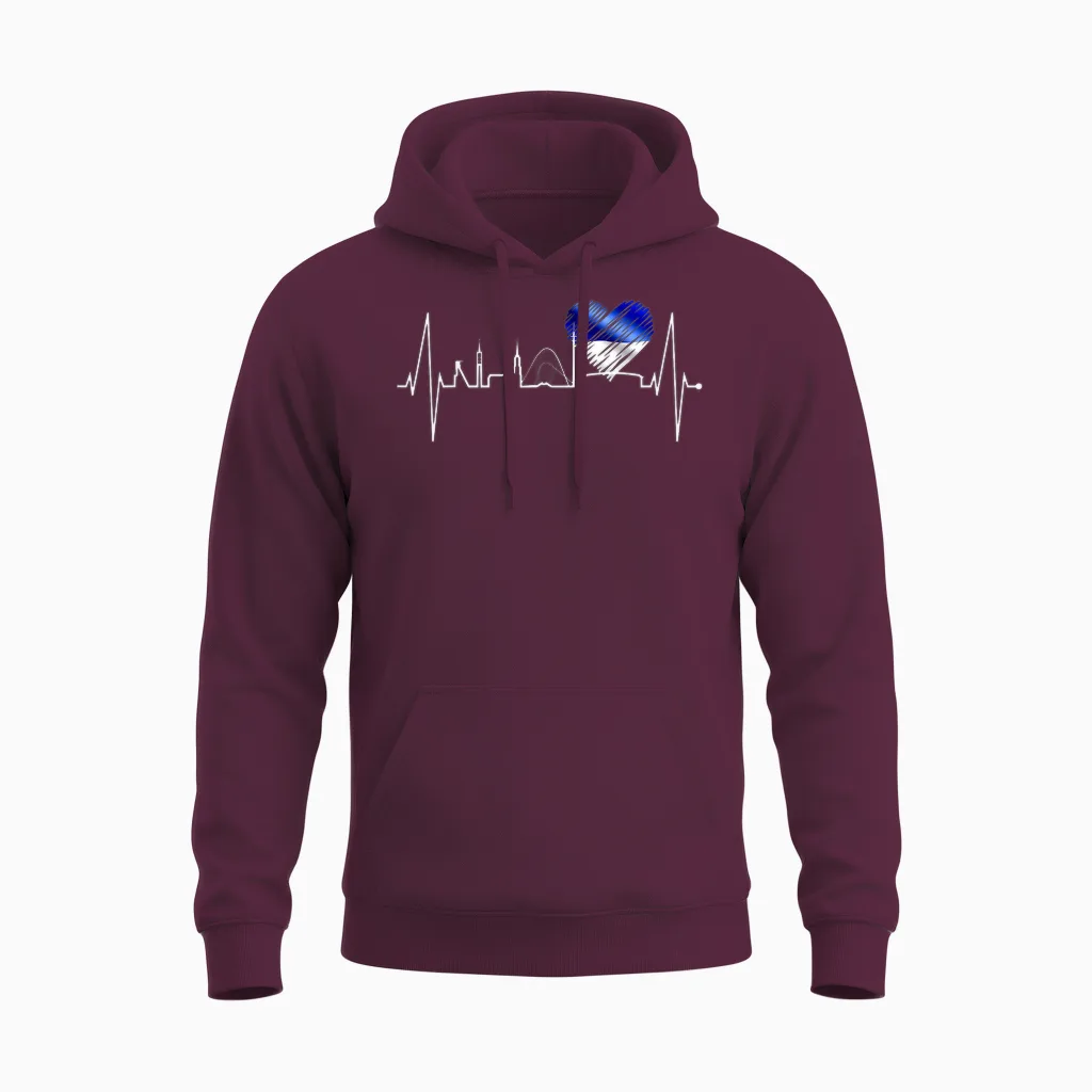 Gelsenkirchen Skyline Heartbeat Fan Heart Love Ruhrgebiet T-Shirt, Black, S Unisex Hoodie in Maroon