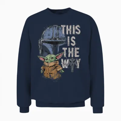 Star Wars the Mandalorian and Grogu This Is the Way Graphic Unisex Sweatshirt - Navy