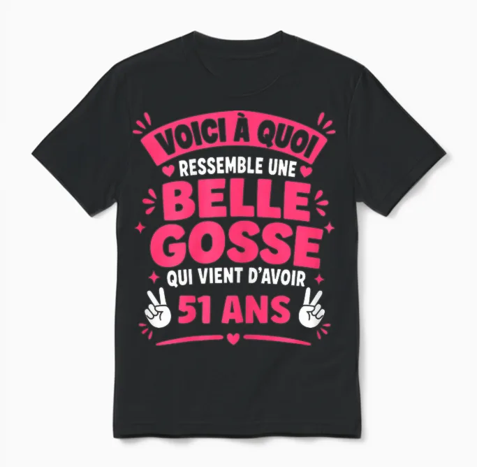 Age Belle Gosse 51 Ans Fille Humour Anniversaire 51 Ans Unisex T-Shirt in Black