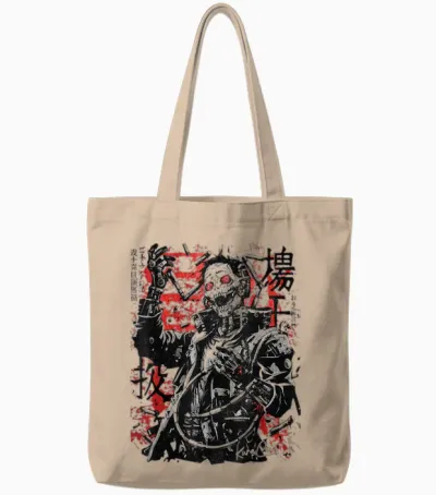 Kuracore / Anime Streetwear Cyberpunk Y2k Techwear Retro Manga T-Shirt Für Anime Fans Und Manga Liebhaber - Unisex Erwachsene Und Jugendliche - Weiß, Größe S Tote Bags - Natural