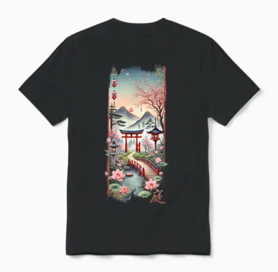 Pure Japanese Culture Vaporwave 80's 90's Cherry Blossom T-Shirt, Black, S Unisex T-Shirt - Black