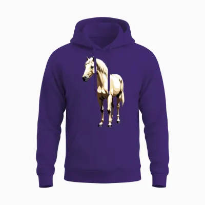 A Pixel Art of a Horse Unisex Hoodie - Purple