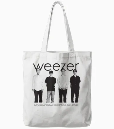 Weezer - Blue T-Shirt Album Anniversary Watchlist, Blue, S Tote Bags - White