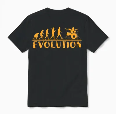 Evolution Drummer Funny Unisex T-Shirt - Black