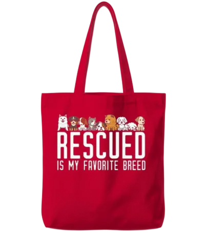 Dog-Lovers-Rescue-Dog Tote Bags - Red