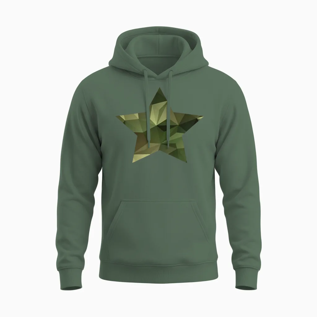 Camouflage Star Unisex Hoodie in Military Green