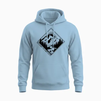 Hiking Mountain Camping Welcome to Simplicity Unisex Hoodie - Light Blue