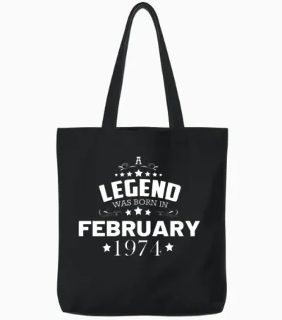 February 1974 Birthday Vintage Tote Bags - Black