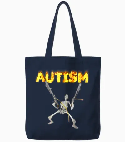 Autism Skeleton Funny Oddly Specific Dank Meme Tote Bags - Navy