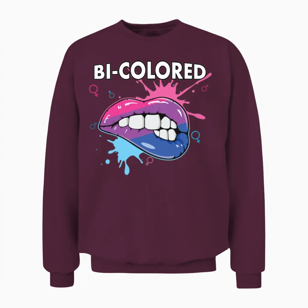 Bi-Colored Bisexual Rainbow Pride Bisexuality Lgbt Unisex Sweatshirt in Maroon