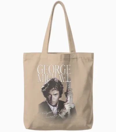 Retro Icon George Michael T-Shirt, Black, S Tote Bags - Natural