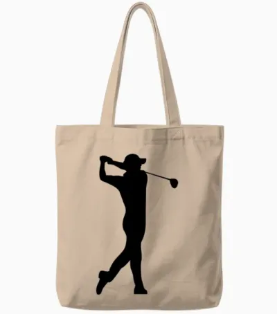 Golfer Silhouette Golf Player - Gift Idea Tote Bags - Natural