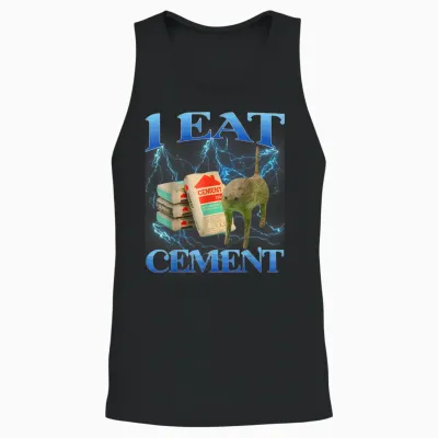 I Eat Cement Funny Cat Meme Internet Memes Funny Memes Gen-Z Unisex Tank Top - Black