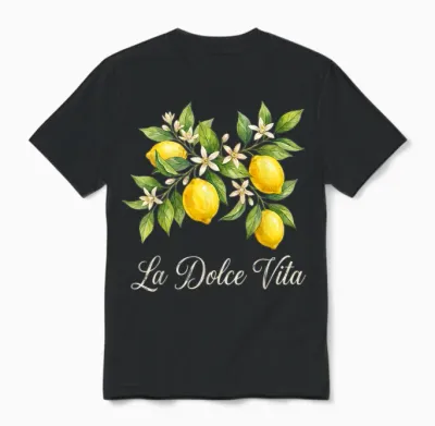 La Dolce Vita Lemon Italian Summer Limoncello Amalfi Coast Unisex T-Shirt - Black