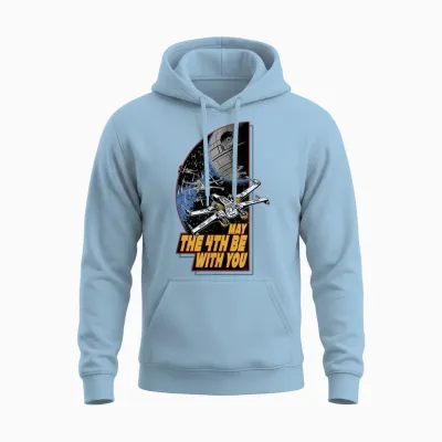 Star Wars Day May the 4th Be with You Vintage Space Battle Unisex Hoodie - Light Blue