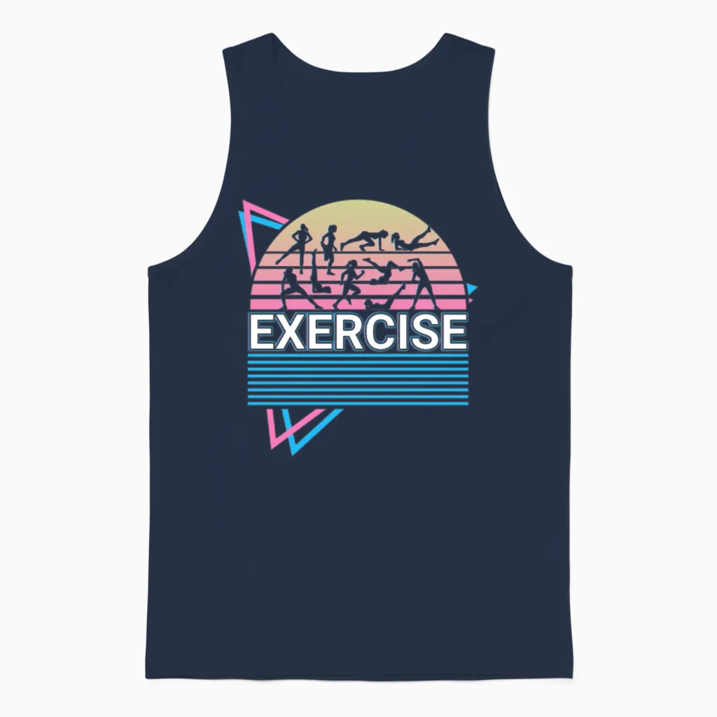 Exercise Workout Fitness Retro Unisex Tank Top - Navy