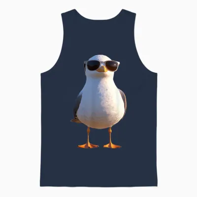Seagull Beach North Sea Baltic Gull Silver T-Shirt, Black, S Unisex Tank Top - Navy