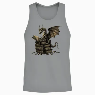 Cute Dragon Reading Book Fantasy Reader Bookworm Books Lovers Unisex Tank Top - Sport Grey