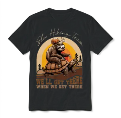 Slow Hiking Team - Funny Snail Sloth Tortoise Hike Unisex T-Shirt - Black