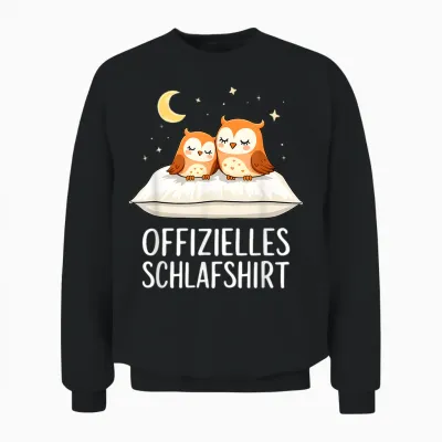Official Sleep Shirt Owl Owls T-Shirt, Black Unisex Sweatshirt - Black