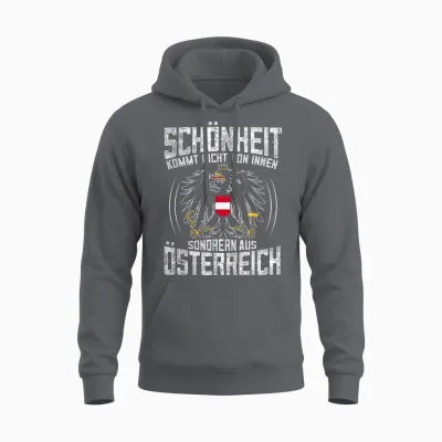 Lustiges Schönheit Kommt Aus österreich Spruch Unisex Hoodie - Charcoal