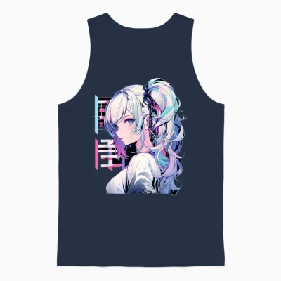 Manga Anime ästhetische Cyberpunk Techwear Harajuku Unisex Tank Top - Navy