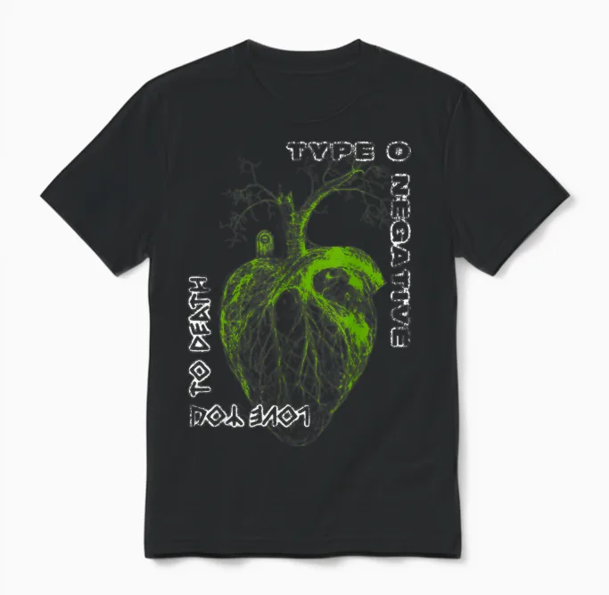 Type O Negative Heart You to Death T-Shirt, Black, S Unisex T-Shirt in Black
