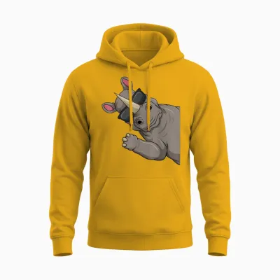 Nashorn Kinder Jungen Damen Unisex Hoodie - Gold