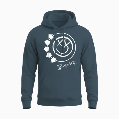 Blink 182 Smile Rock Music Band by Rock Off Unisex Hoodie - Dark Heather