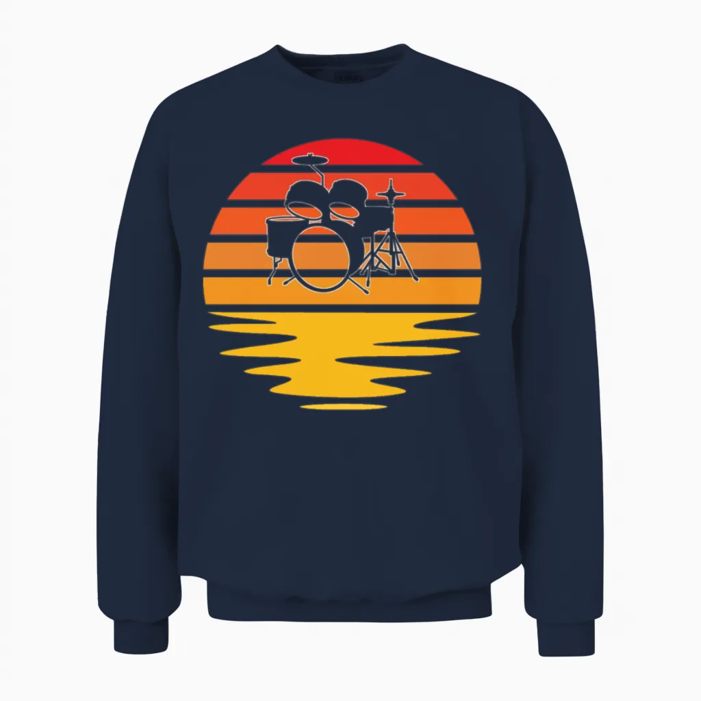 Drums Retro Unisex Sweatshirt in Navy