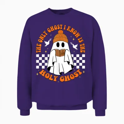 The Only Ghost I Know Is the Holy Ghost Halloween Boo Bible Unisex Sweatshirt - Purple