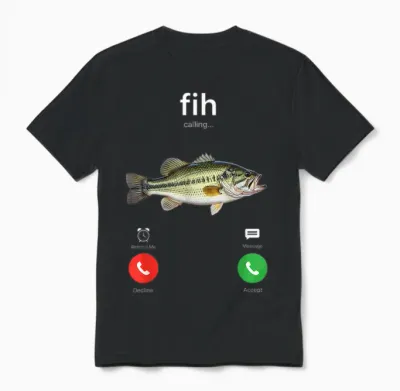 Fih Calling Decline Accept Phone Call Funny Fish Unisex T-Shirt - Black