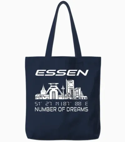 Gps Koordinaten Und Skylines Deutscher Traumstädte Unisex Erwachsene T-Shirt Schwarz Kurzarm S Stadt Essen Skyline Koordinaten Ruhrpott Ruhrgebiet Stadt Essen Tote Bags - Navy