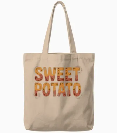Rustic Sweet Potato Typography Tote Bags - Natural