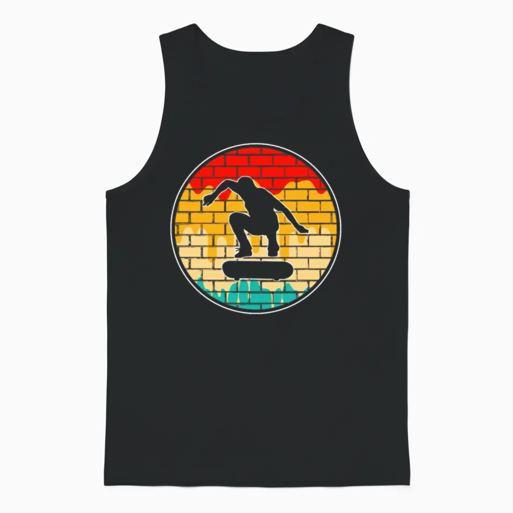 Skating Retro Unisex Tank Top in Black
