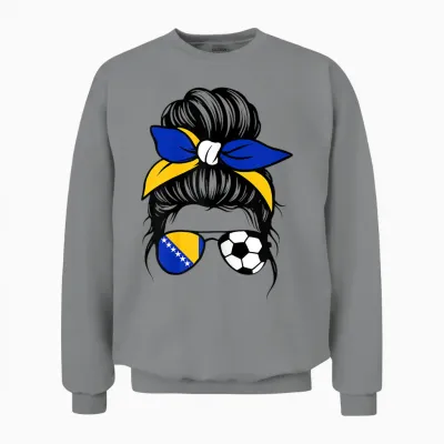 Bosnische Flagge Frauen Stolze Bosnien Fans Girls Unisex Sweatshirt - Sport Grey