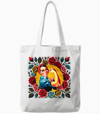 Retro Rosie the Riveter Tote Bags - White