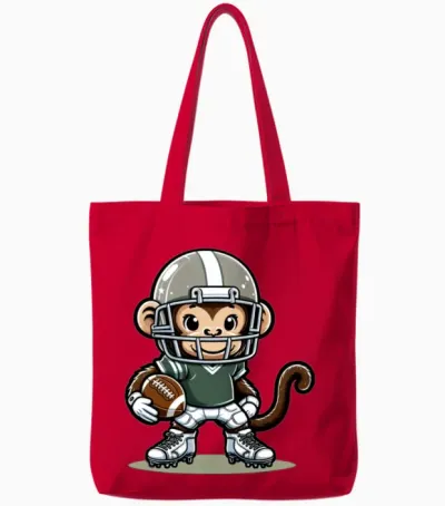 Cute American Football Player Monkey Tote Bags - Red