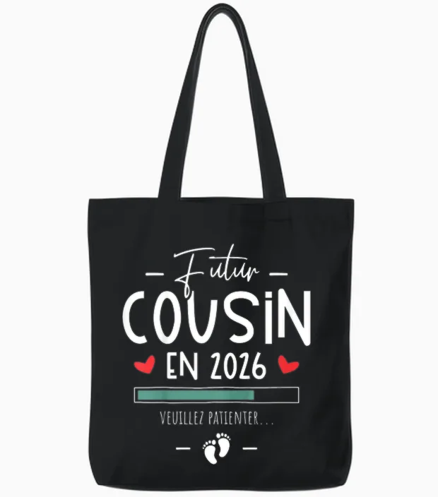 Child Future Cousin 2026 Announcement Pregnancy You Will Be Future Cousin Tote Bags in Black