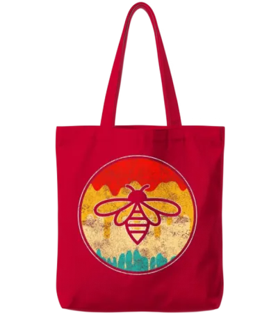 Bee Retro Tote Bags - Red