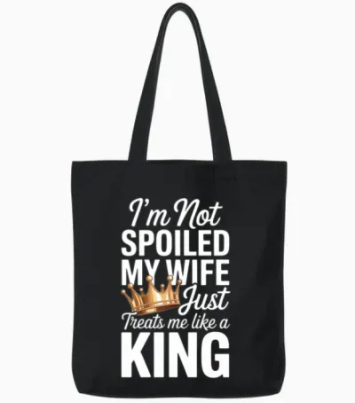 Playful Wedding Wife Quote Design Tote Bags - Black